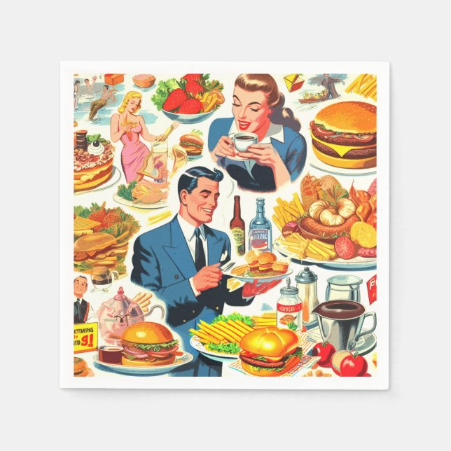 Illustration der Vintagen 50er-Jahre-Food-Comic Serviette (Vorderseite)