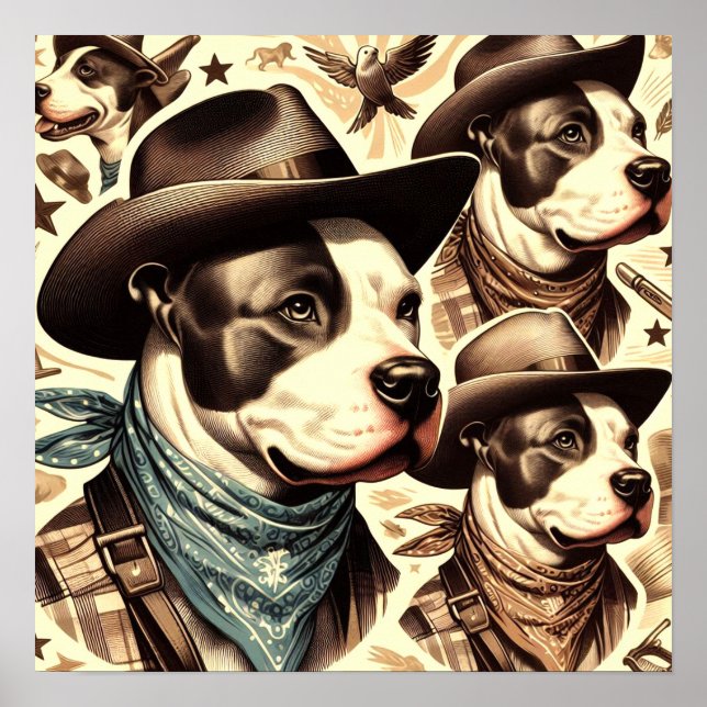 Illustration der Vintagen amerikanischen Pit Bull  Poster (Vorne)