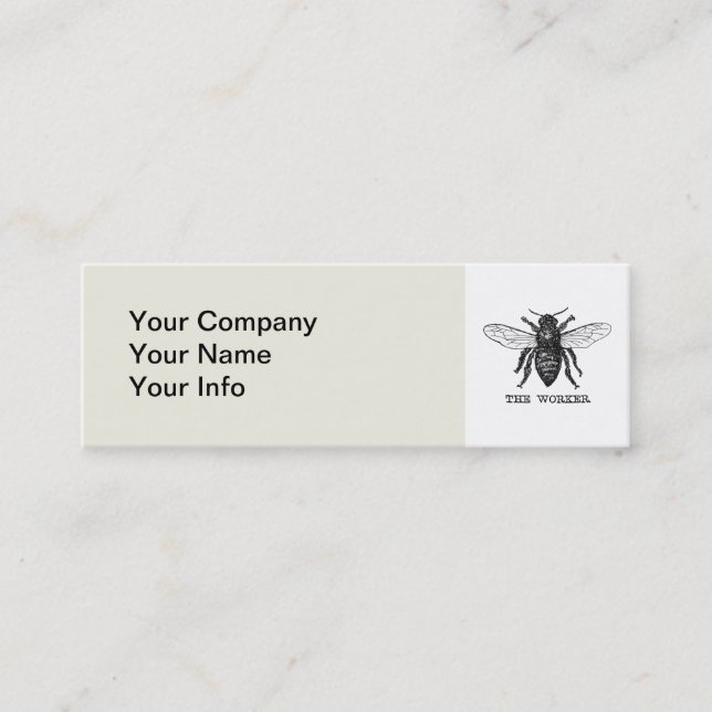 Illustration der Vintagen Arbeiterbiene Mini Visitenkarte (Vorderseite)