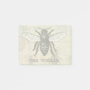 Illustration der Vintagen Arbeiterbiene Post-it Klebezettel