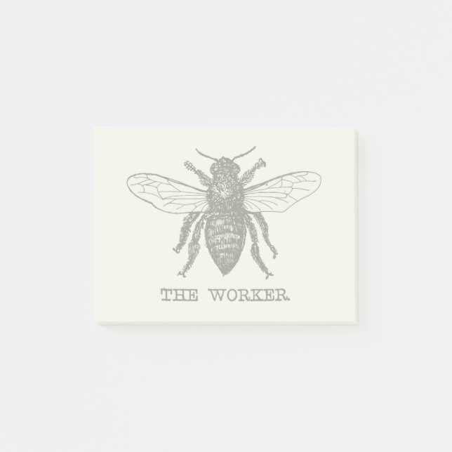 Illustration der Vintagen Arbeiterbiene Post-it Klebezettel (Vorderseite)