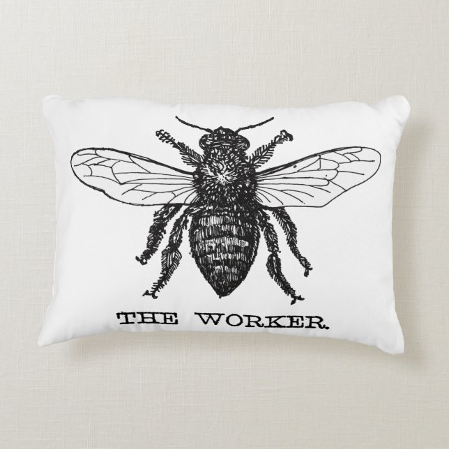Illustration der Vintagen Arbeiterbiene Zierkissen (Rückseite)