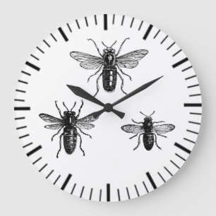 Illustration der Vintagen Bienenkönigin und der ar Große Wanduhr