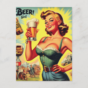 Illustration der Vintagen Bier Postkarte