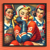 Illustration der Vintagen Hockey-Girls