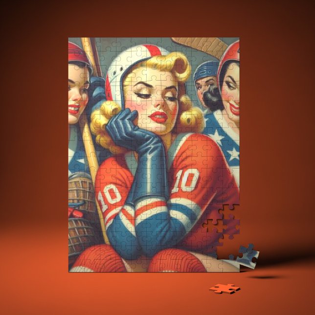 Illustration der Vintagen Hockey-Girls Puzzle (Von Creator hochgeladen)