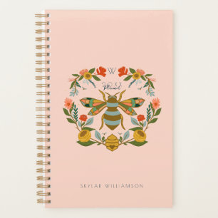 Illustration der Vintagen Honigbiene und Wildblume Planer