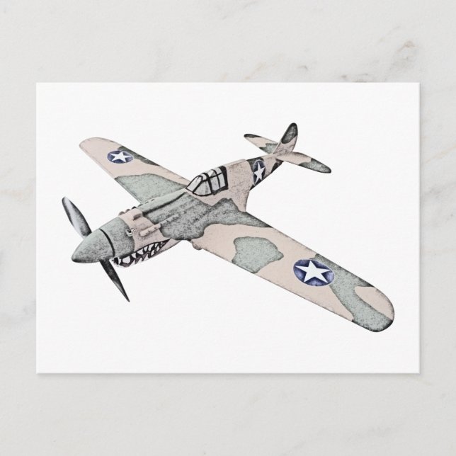 Illustration der Vintagen Luftwaffe P40 Postkarte (Vorderseite)