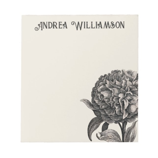 Illustration der Vintagen Peony-Blume Personalisie Notizblock (Vorderseite)