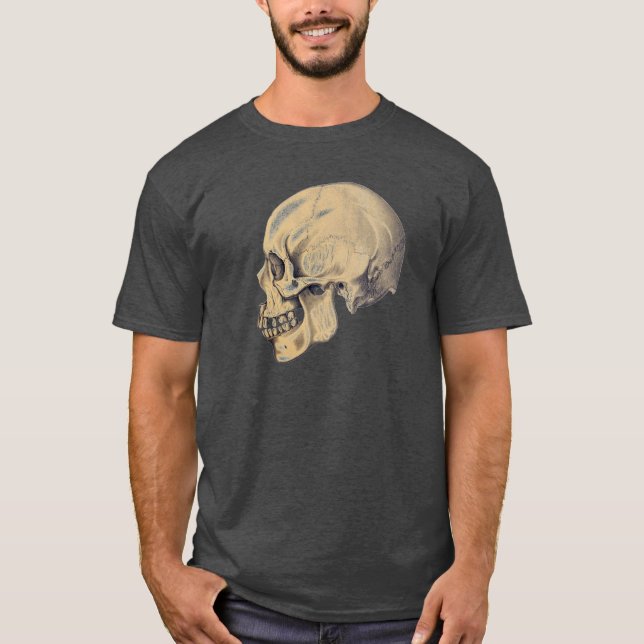 Illustration der Vintagen Schädelanatomie T-Shirt (Vorderseite)