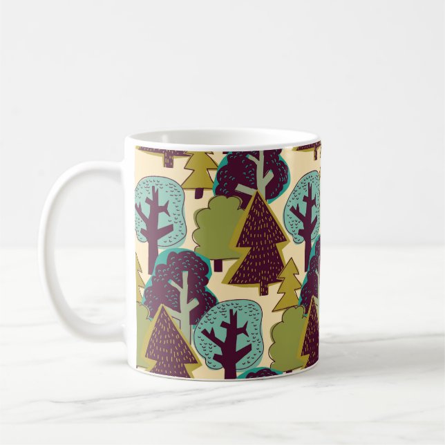 Illustration der Waldfarbdoodle-Bäume Kaffeetasse (Links)