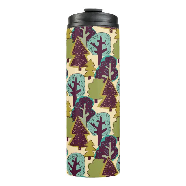 Illustration der Waldfarbdoodle-Bäume Thermosbecher (Vorderseite)