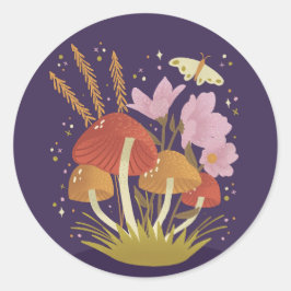 Illustration der Waldlandsmushroom-Flora Runder Aufkleber