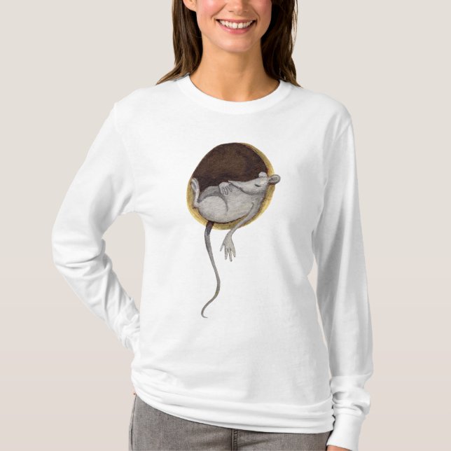 Illustration der Wasserfarbe der schlafenden Maus T-Shirt (Vorderseite)