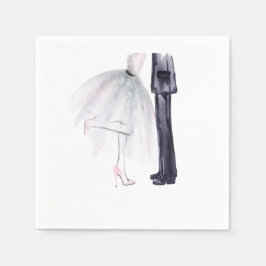 Illustration der Wasserfarben Braut und Baum Serviette