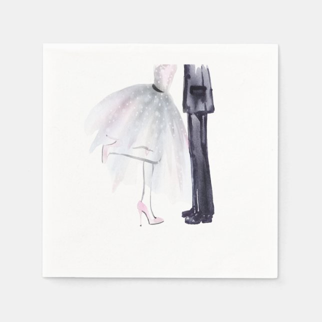 Illustration der Wasserfarben Braut und Baum Serviette (Vorderseite)