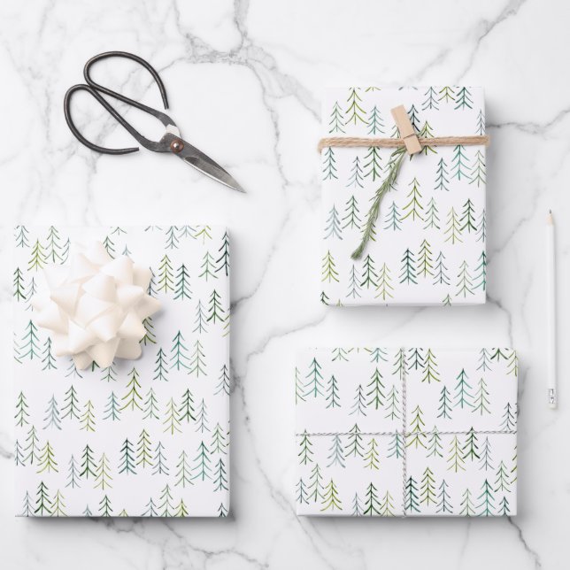 Illustration der Wasserfarben-Pine  Geschenkpapier Set (Vorderseite)