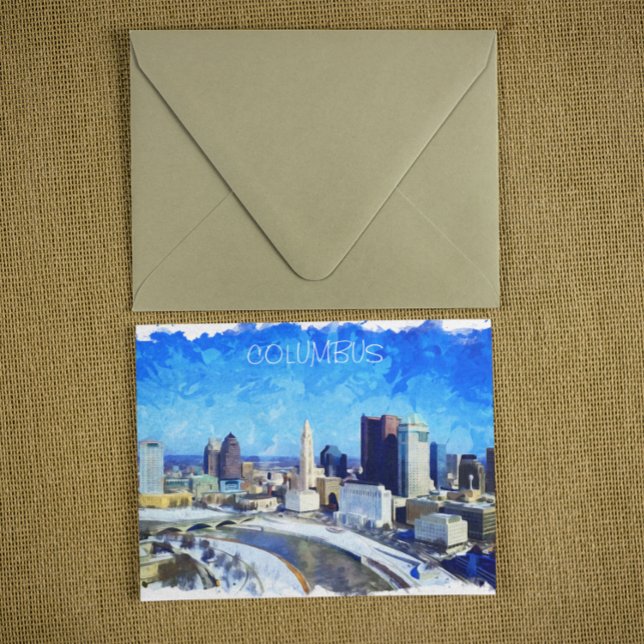 Illustration der Wasserfarben von Columbus Ohio Ci Postkarte (columbus ohio watercolor postcard)