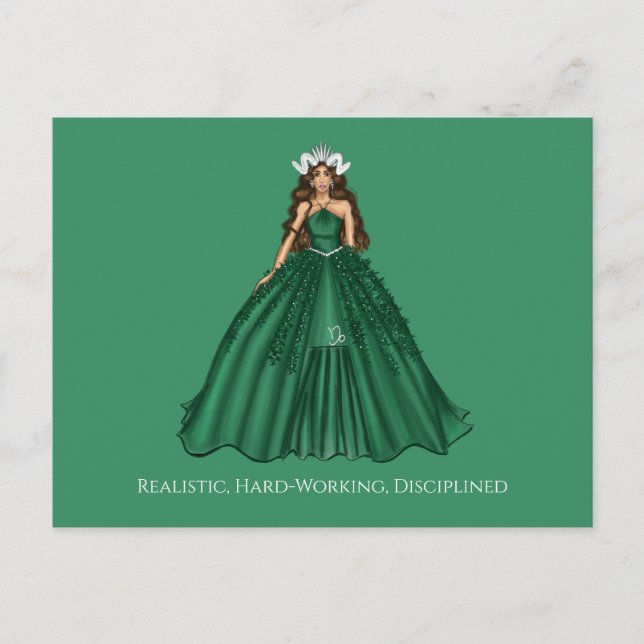 Illustration der weiblichen Capricorn-Göttin Postkarte (Vorderseite)