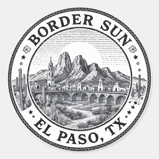 Illustration des Abzeichens El Paso Texas Runder Aufkleber (Vorderseite)