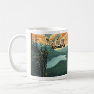 Illustration des Acadia National Parks im Retro-St Kaffeetasse