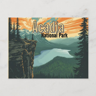 Illustration des Acadia National Parks im Retro-St Postkarte