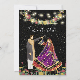 Illustration des afghanischen Ehepaares Save The Date