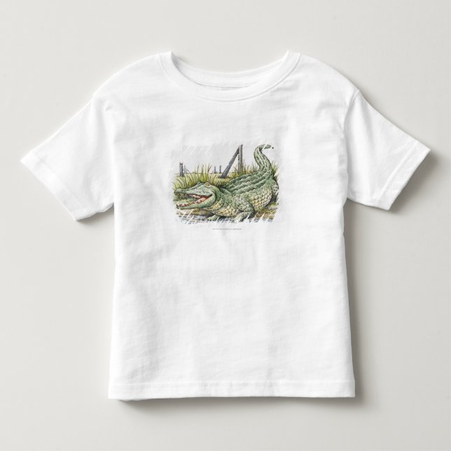Illustration des Alligators auf dem Ufer Kleinkind T-shirt (Vorderseite)