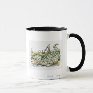 Illustration des Alligators auf dem Ufer Tasse