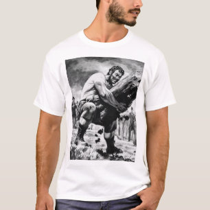 Illustration des alten Strongman über ein Protokol T-Shirt