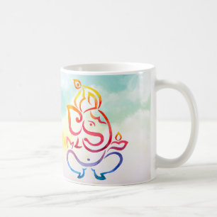 Illustration des Aquarells Ganesha und Rangoli Kaffeetasse