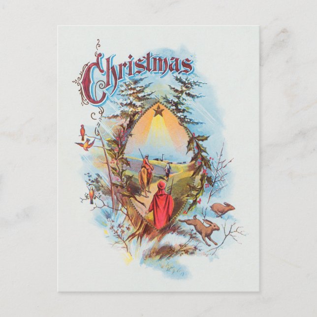 Illustration des biblischen Magis Feiertagspostkarte (Vorderseite)