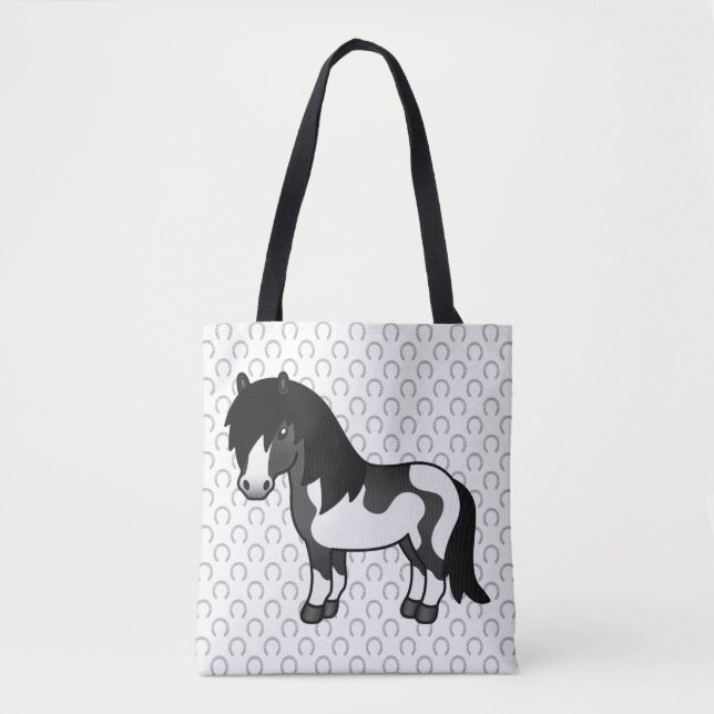 Illustration des Black Pinto Shetland Pony Cartoon (Vorderseite)
