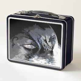 Illustration des Blauen Drachen und des Mondes Metall Brotdose