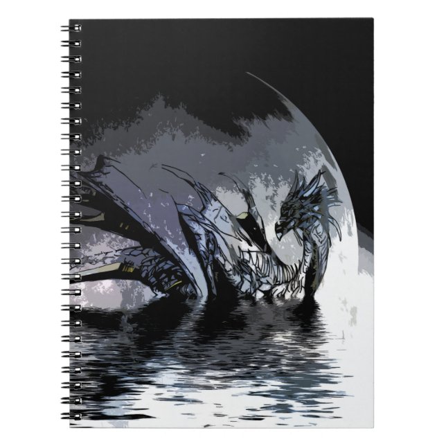 Illustration des Blauen Drachen und des Mondes Notizblock (Vorderseite)