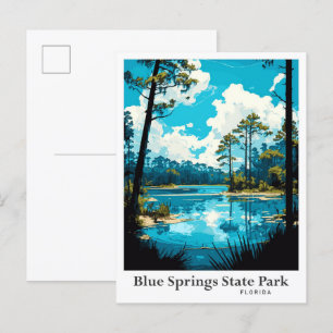 Illustration des Blue Springs State Park Florida Postkarte