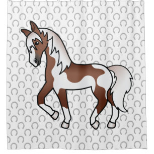 Illustration des braunen Pinto Trotting Cartoon Duschvorhang