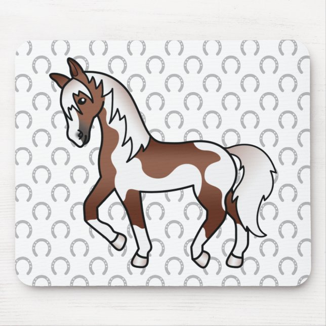 Illustration des braunen Pinto Trotting Cartoon Mousepad (Vorne)