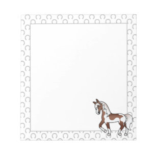 Illustration des braunen Pinto Trotting Cartoon Notizblock