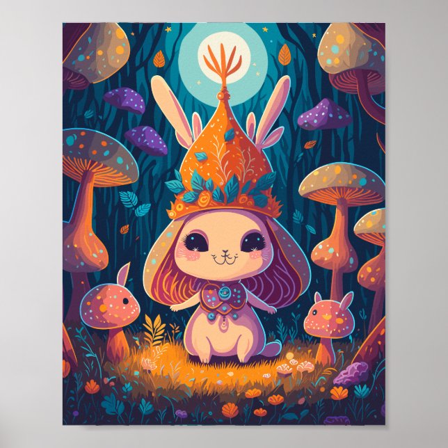 Illustration des Bunny Queen Fantasy Forest Poster (Vorne)
