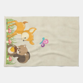 Illustration des Cartoon der niedlichen Waldbewohn Geschirrtuch