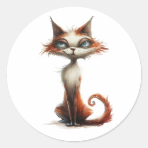 Illustration des Cartoon der Whimsical Orange Cat Runder Aufkleber