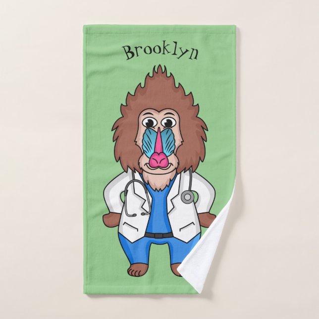 Illustration des Cartoon eines Funny mandrill Badhandtuch Set (Handtuch)