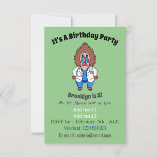 Illustration des Cartoon eines Funny mandrill Einladung