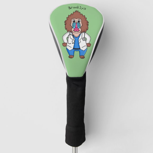 Illustration des Cartoon eines Funny mandrill Golf Headcover (Vorderseite)