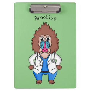 Illustration des Cartoon eines Funny mandrill Klemmbrett