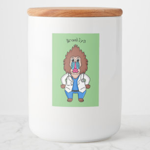 Illustration des Cartoon eines Funny mandrill Lebensmitteletikett