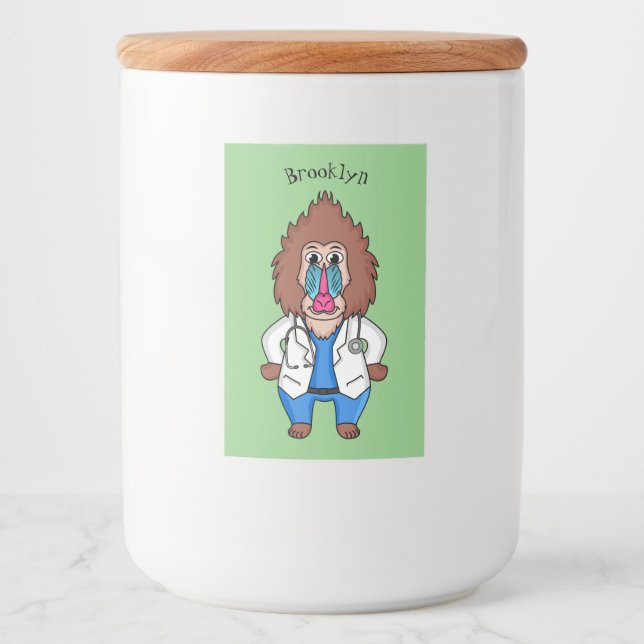 Illustration des Cartoon eines Funny mandrill Lebensmitteletikett (Vorderseite)