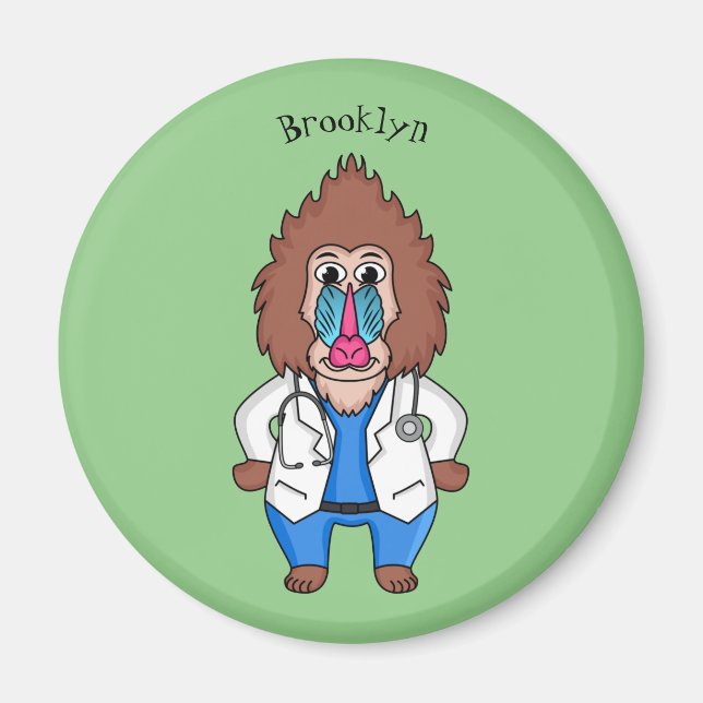 Illustration des Cartoon eines Funny mandrill Magnet (Vorne)