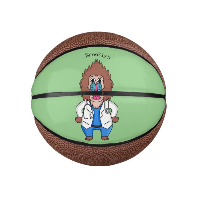 Illustration des Cartoon eines Funny mandrill Mini Basketball (Vorderseite)
